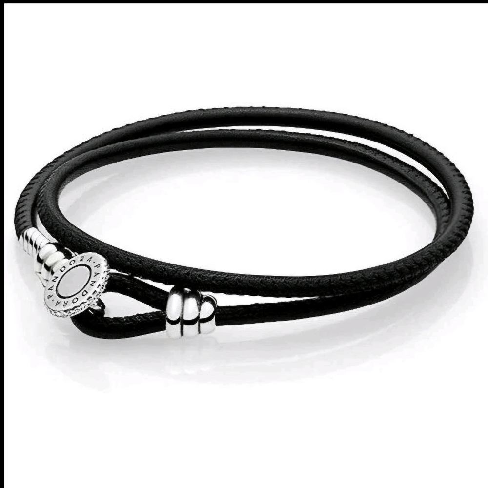 Pandora Black Leather Wrap Bracelet, New In Package
